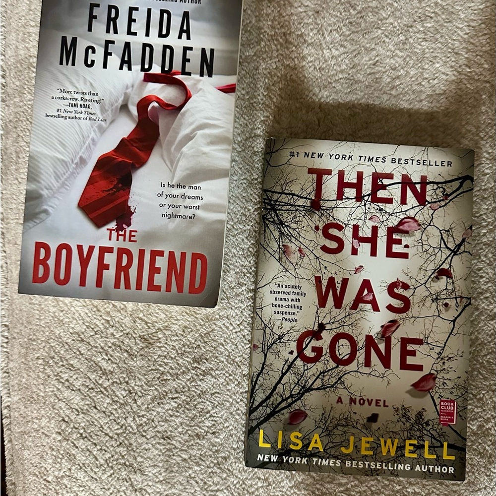 Freida McFadden 'The Boyfriend' and Lisa Jewell 'Then She Was Gone' Books